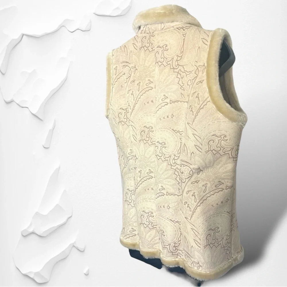 Coldwater Creek Faux Suede Vest Size Small Light Beige